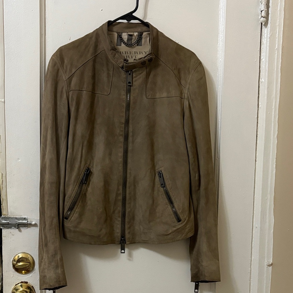 Burberry Women & Men Light Brown Leather Jacket Size : S